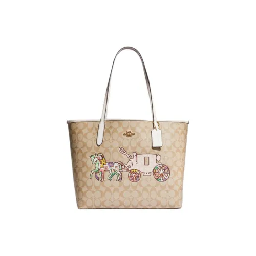 COACH Городская Сумка из искусственной кожи Сумка для покупок Сумка через плечо Сумка Большая Женская Хаки