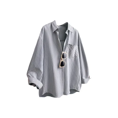 Cypress House Серо-голубые Полосатые Женские Рубашки