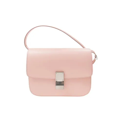 CELINE Классический Bo Телячья кожа Тофу Сумка Маленькая Квадратная Сумка Сумка через плечо Средний Женская Светло-розовая
