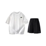 Комплект одежды (Белый Фотиния Серый Топ + Черные Штаны)