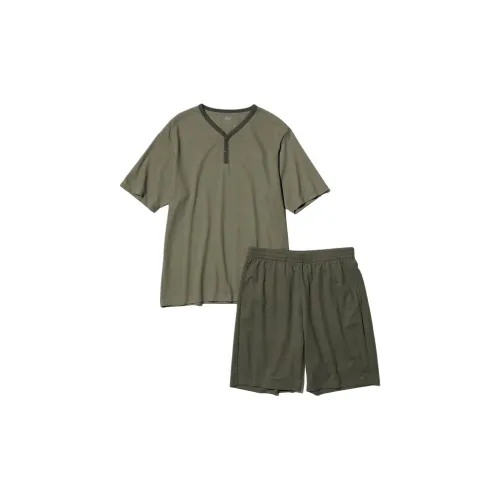 UNIQLO Пижамный комплект Мужской Оливково-зеленый