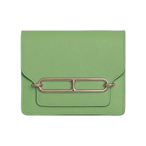 HERMES Roulis Evercolor Телячья кожа Кошелек Женские 3i Vert Criquet Cricket Зеленый