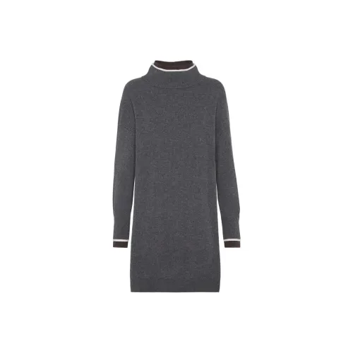 BRUNELLO CUCINELLI Серый Женские Длинные Платья с Рукавами