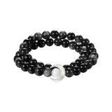 Браслет с бусинами "Звезда и Луна" - черный