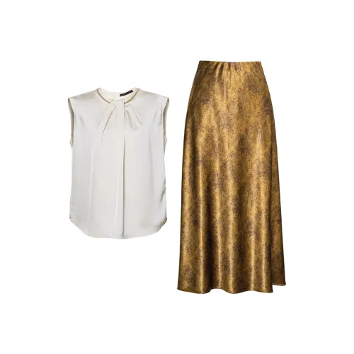 ROEYSHOUSE Абрикос Золотой Женские Комплекты с юбкой