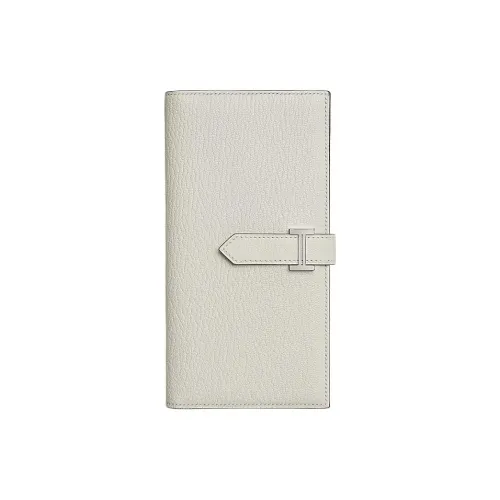 HERMES Bearn Mysore Козья кожа Кошелек Женские 0T Гриб Белый