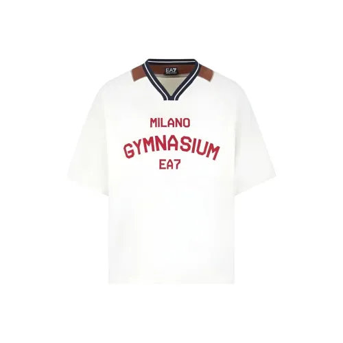 EMPORIO ARMANI EA7 SS25 T Рубашка Мужская Звездная Белая