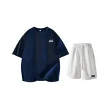 Комплект одежды (Темно-синий топ + Белые и серые штаны)