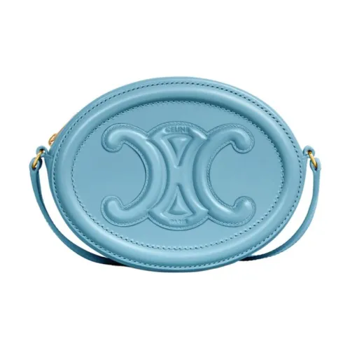 CELINE Triomphe Коровья кожа Лунный пирог Сумка Кошелек Сумка через плечо Маленькая Женская Джинсовый синий