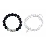 Браслет с бусинами "Искрящаяся Звезда и Луна" - 1 пара