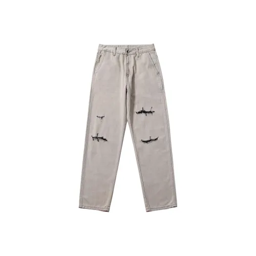 Devanro Кофейно-белый Мужской Джинсы