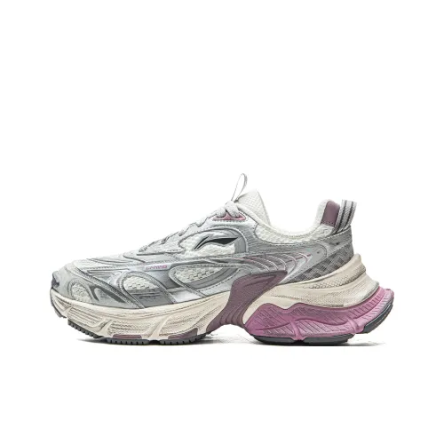 LINING Звезда Амортизация Устойчивость к износу Дышащий Низкий Топ Кроссовки для бега Женские Айвори Серебряный