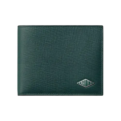 Cartier Рельефная Телячья Кожа Держатель для Карт Маленький Унисекс Сосново-зеленый