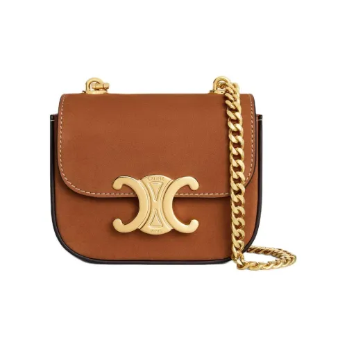 CELINE Claude Телячья кожа Сумка через плечо Мини Женская Коричневая