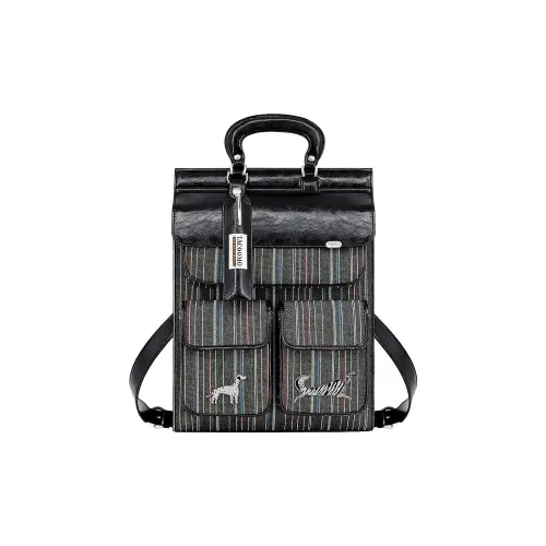 Great Dog and Black Horse Деним Рюкзак Большой Унисекс Черный Деним