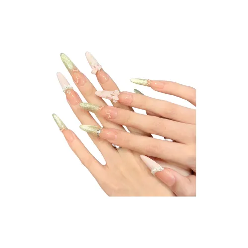 XIAMEIYU Романтический Французский Искрящийся Золотой Кошачий глаз Французский Жемчужный Подол юбки Сердце False Nail