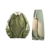 Комплект одежды (Гороховый зеленый топ + оливково-зеленые штаны)