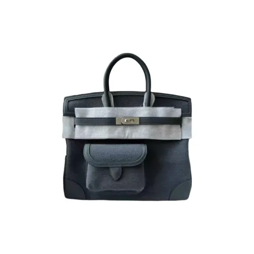 HERMES Birkin Cargo Canvas Swift Leather Сумка Birkin Сумка Женская Mist Серый