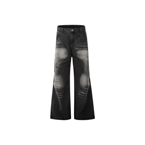 PISYPOX Графитно-черные унисекс джинсы