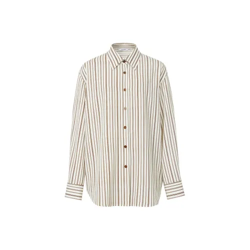 Hopeshow Кофейно-бежевый Полоса 752 Женские Рубашки