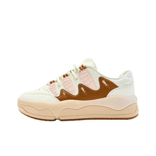 QIAODAN Milk Cap Обувь Легкий визуально увеличивает рост Низкий Топ Кроссовки для скейтбординга Женские Айвори Малва Коричневый