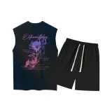 Темно-синий топ, черный низ