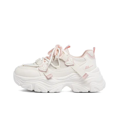 Warrior Износостойкие Дышащие Низкие Кеды Женские Бежево-розовые