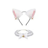 Белый кот, ухо, ободок и ожерелье-чокер