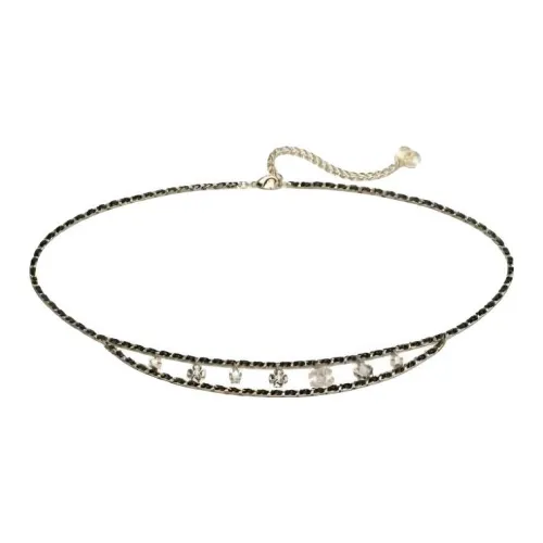 CHANEL Телячья кожа, Металл, Глазурованный жемчуг, Стразы, Цепи для талии, Унисекс