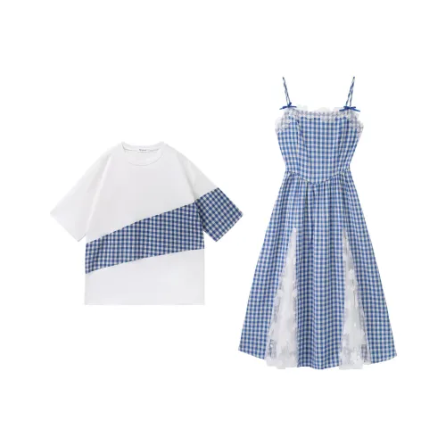 QYPRF Одежда для пары Женские Платье + Мужская Короткая рубашка с рукавами Женские парные комплекты