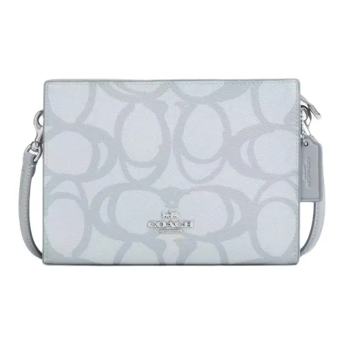 COACH SignatureCanvas Покрытый холст Сумка через плечо Маленькая Женская Ледяной синий