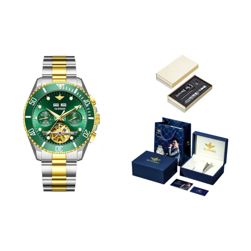 Oupinke Submarine Collection Зеленый Вода Механический Механизм Механический Часы Ремешок из Нержавеющей Стали Часы