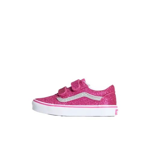 VANS Old Skool V Низкий Топ Поддержка Детские Скейтбординги Блестящий Розовый Малиновый Розовый для Детей 3-7 лет