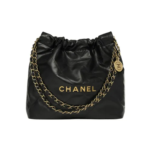 CHANEL 22Bag Сумка из коровьей кожи Hobos Сумка через плечо Маленькая Женская Черная