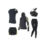 Комплект одежды [Зеленое пальто с клеткой + Зеленый топ с клеткой + Зеленый топ с клеткой + Зеленые шорты с клеткой + Черные штаны]