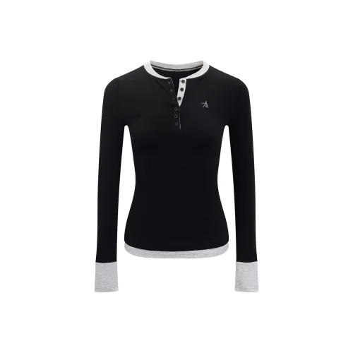 Ariseism Дизайн Фокусированный Воротник Генри Mock Двухкомпонентная Длинная Рукавная Рубашка для Женщин Осенняя Облегающая Крой Топ для Женщин