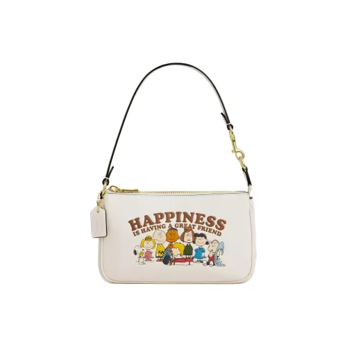 COACH Peanuts SNOOPY Коллаборация Nolita Зернистая кожа личи Кожа Маленькая сумочка Сумка Маленькая Женская Белая