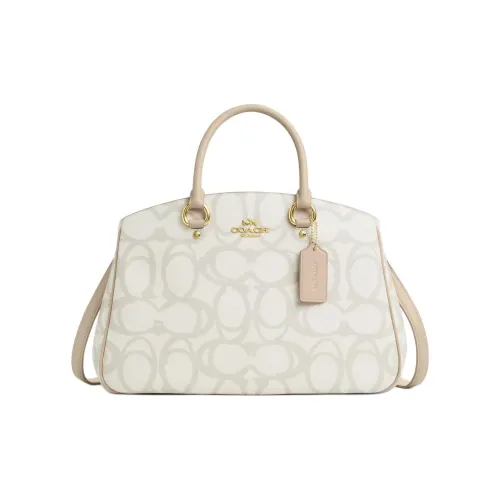 COACH SignatureSavannah Покрытый холст Сумка через плечо Сумка Большая Женская Сливовый