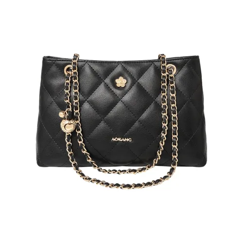 AOKANG Коровья кожа Тоут с узором "Ромб" сумка с цепочкой подмышечная сумка через плечо средний размер женский черный белый