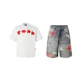 Белый пазл, короткий рукав + закат, кружево, шорты