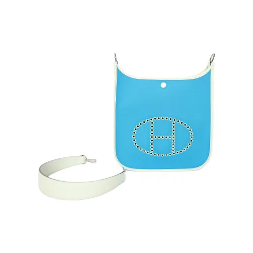 HERMES Evelyne Ткань Сумка через плечо Сумка на плечо Женская Синяя и Белая