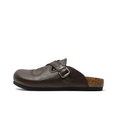 Mule Donkey Резиновая подошва Домашние тапочки Женские Шоколад