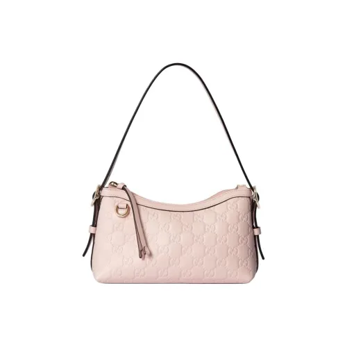 GUCCI GG Emblem Тисненая кожа Подмышечный Сумка на плечо Женская Розовая