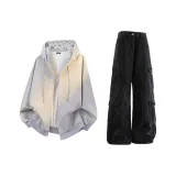 Серый топ + черные штаны