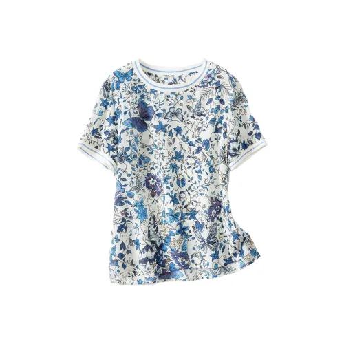 JINJU Синяя бабочка Цветочный Женские Т-рубашки