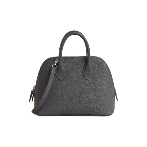 HERMES Bolide Серебряный Тон Пряжка Сумка Мини Женские 3T Carbone Угольно-черный