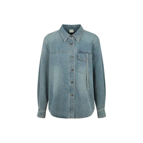 Omont Винтажный деним синий Женские Рубашки