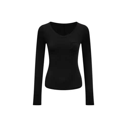 Ariseism Дизайн V-образный вырез карман длинный рукав рубашка для женщин осенний облегающий крой топ для женщин