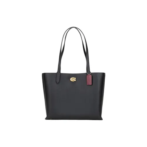 COACH Кожа Тоут Сумка Сумка для покупок Сумка Сумка через плечо Женская Черная