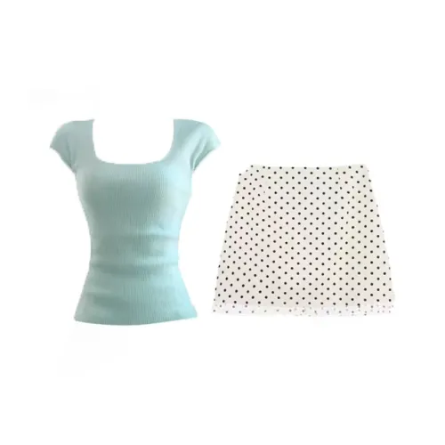 COVT Светло-синий топ и юбка женский комплект